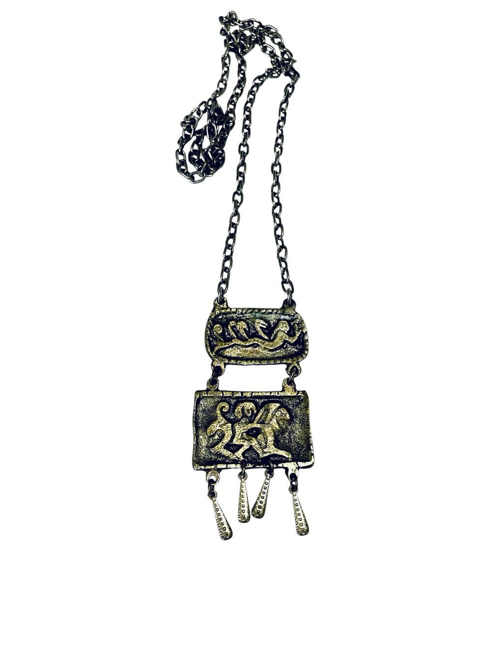 Vintage Scandinavian Brutilist Style Large Pendant Necklace
